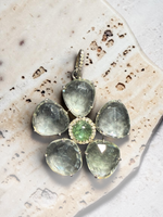 18" Green Green Amethyst Necklace with Diamond Clasp & Tourmaline Flower Pendant | Ulka Rocks