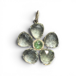 18" Green Green Amethyst Necklace with Diamond Clasp & Tourmaline Flower Pendant | Ulka Rocks