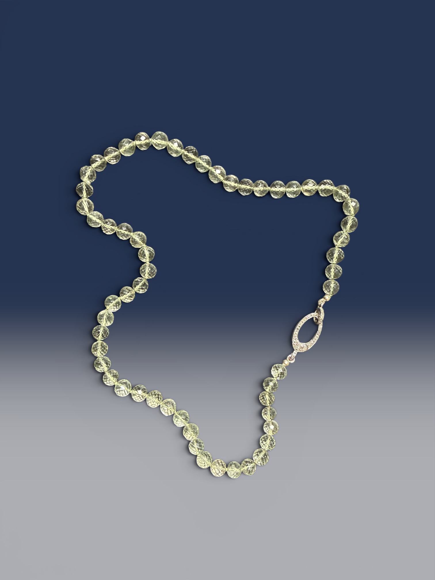 18" Green Green Amethyst Necklace with Diamond Clasp & Tourmaline Flower Pendant | Ulka Rocks
