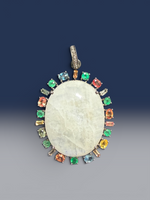 18" Sunstone Necklace with Diamond Clasp & Orange Moonstone Pendant | Ulka Rocks