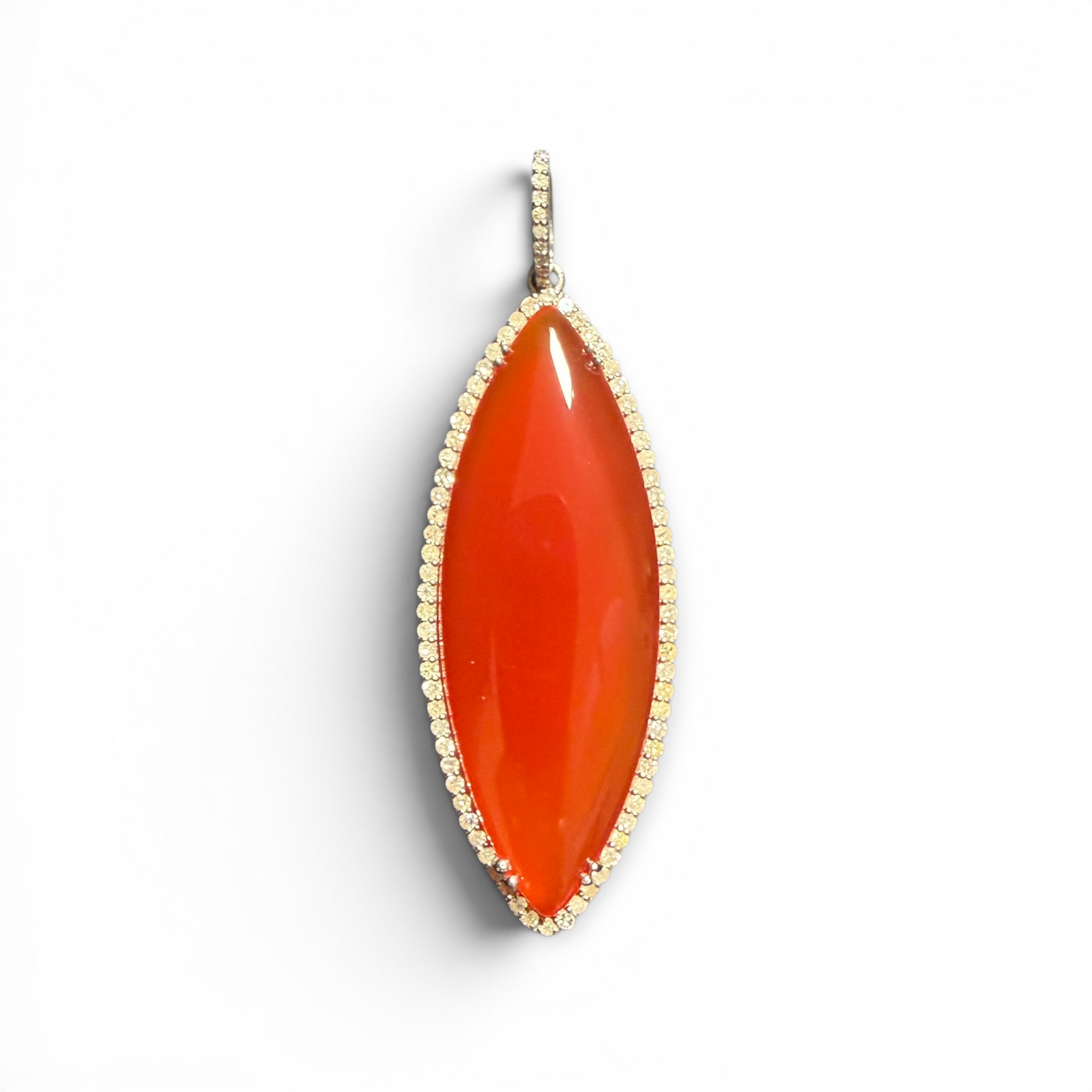 21.5" Multicolor Gemstone Necklace with Diamond Clasp & Carnelian Pendant | Ulka Rocks