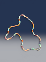 21.5" Multicolor Gemstone Necklace with Diamond Clasp & Carnelian Pendant | Ulka Rocks