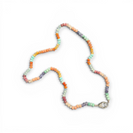 21.5" Multicolor Gemstone Necklace with Diamond Clasp & Carnelian Pendant | Ulka Rocks