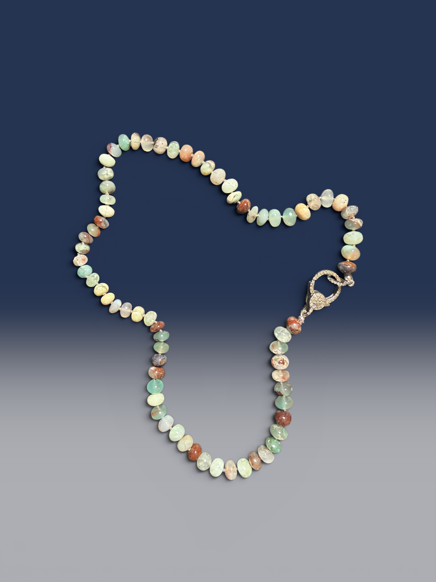 18" Brown Aquaprase Necklace with Diamond Clasp & Rectangular Aquaprase Pendant | Ulka Rocks