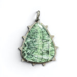 18" Green Seraphinite Necklace with Diamond Clasp & Seraphinite Pendant | Ulka Rocks