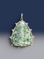 18" Green Seraphinite Necklace with Diamond Clasp & Seraphinite Pendant | Ulka Rocks