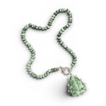18" Green Seraphinite Necklace with Diamond Clasp & Seraphinite Pendant | Ulka Rocks