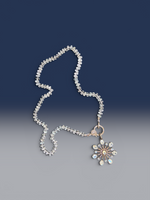 18.5" White Moonstone Necklace with Diamond Clasp & Starburst Pendant | Ulka Rocks