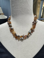 36" Imperial Topaz & Brown Pearl Necklace | Ulka Rocks