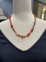 20" Fire Orange Opal, Carnelian & Navajo Pearl Necklace | Ulka Rocks