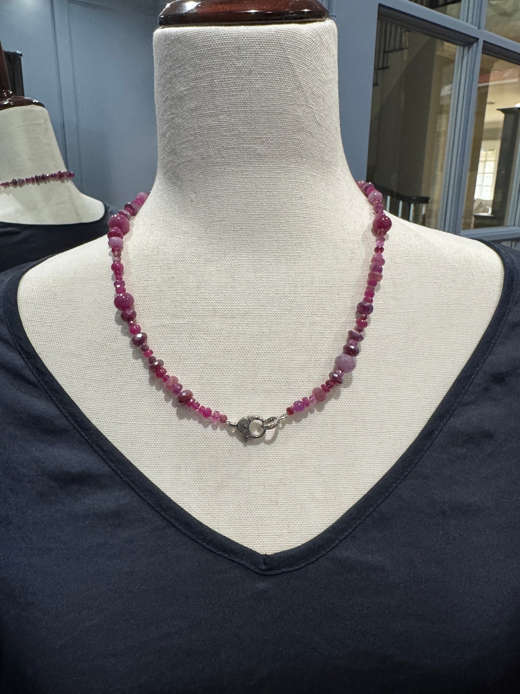 21" Ruby, Pink Sapphire & Red Labradorite Necklace | Ulka Rocks