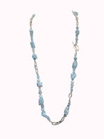 36" Blue Aquamarine & Sterling Silver Chain Necklace | Ulka Rocks