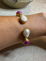 Red Pearl and Ruby Cuff | Ulka Rocks