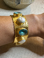 Pearl and Blue Quartz Cuff | Ulka Rocks