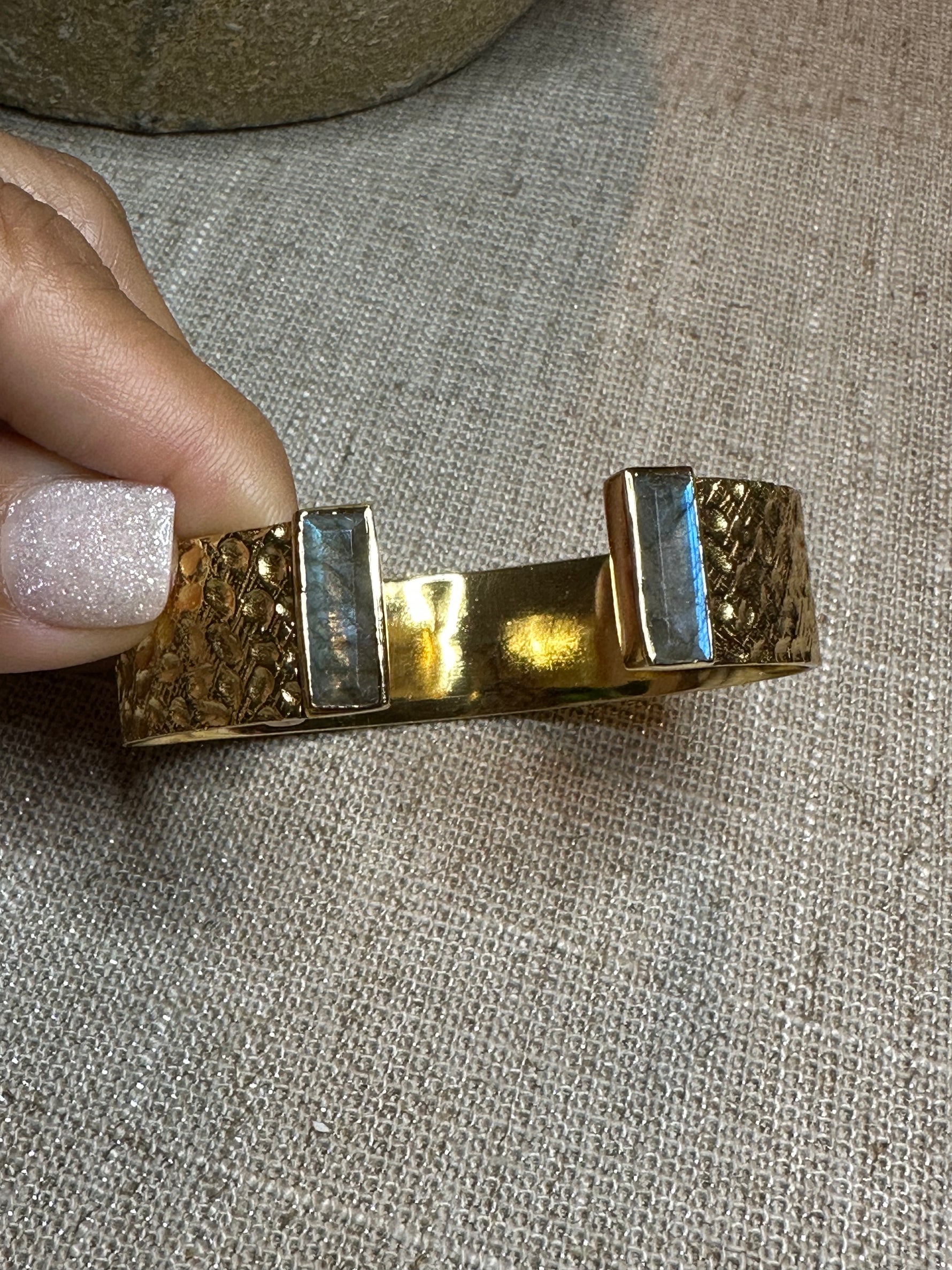 Hammered Labradorite Cuff | Ulka Rocks