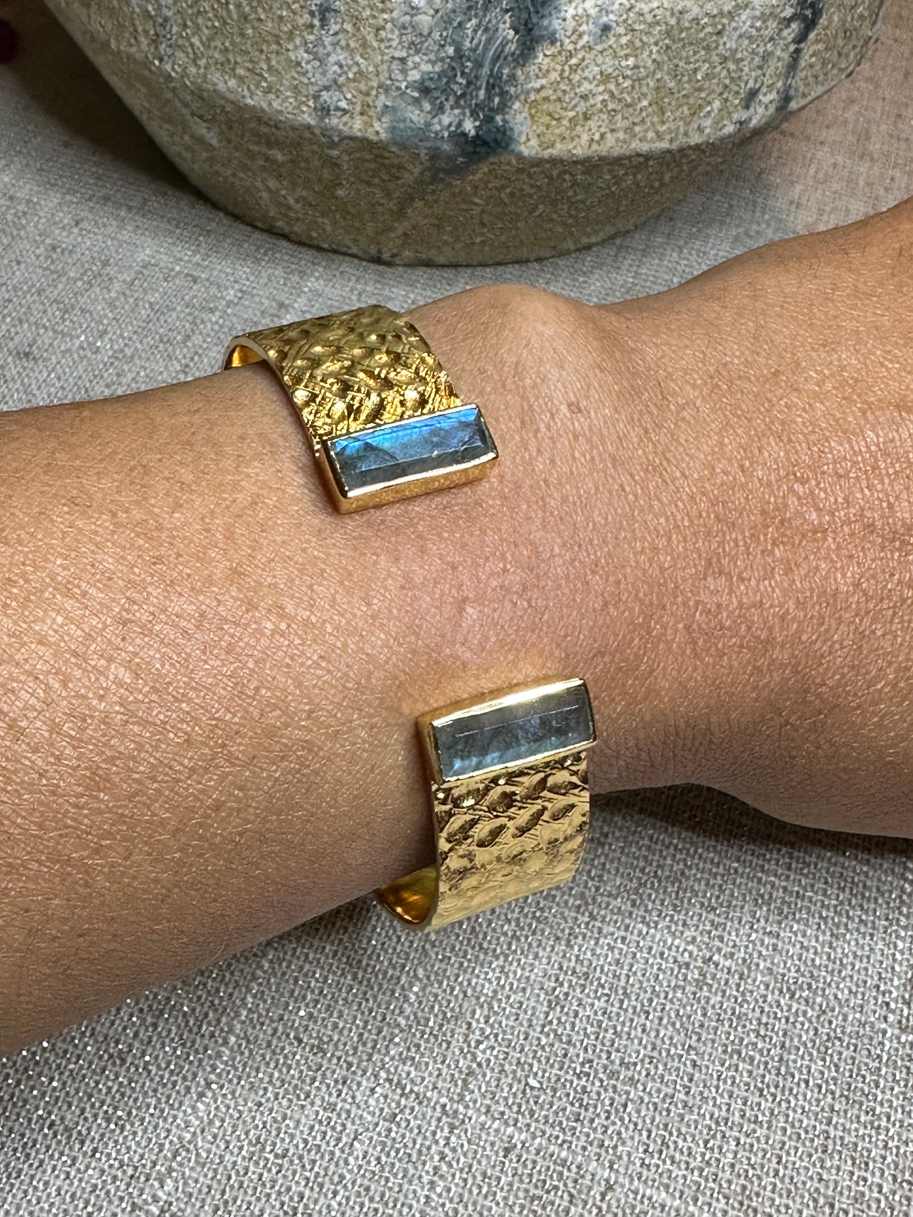Hammered Labradorite Cuff | Ulka Rocks