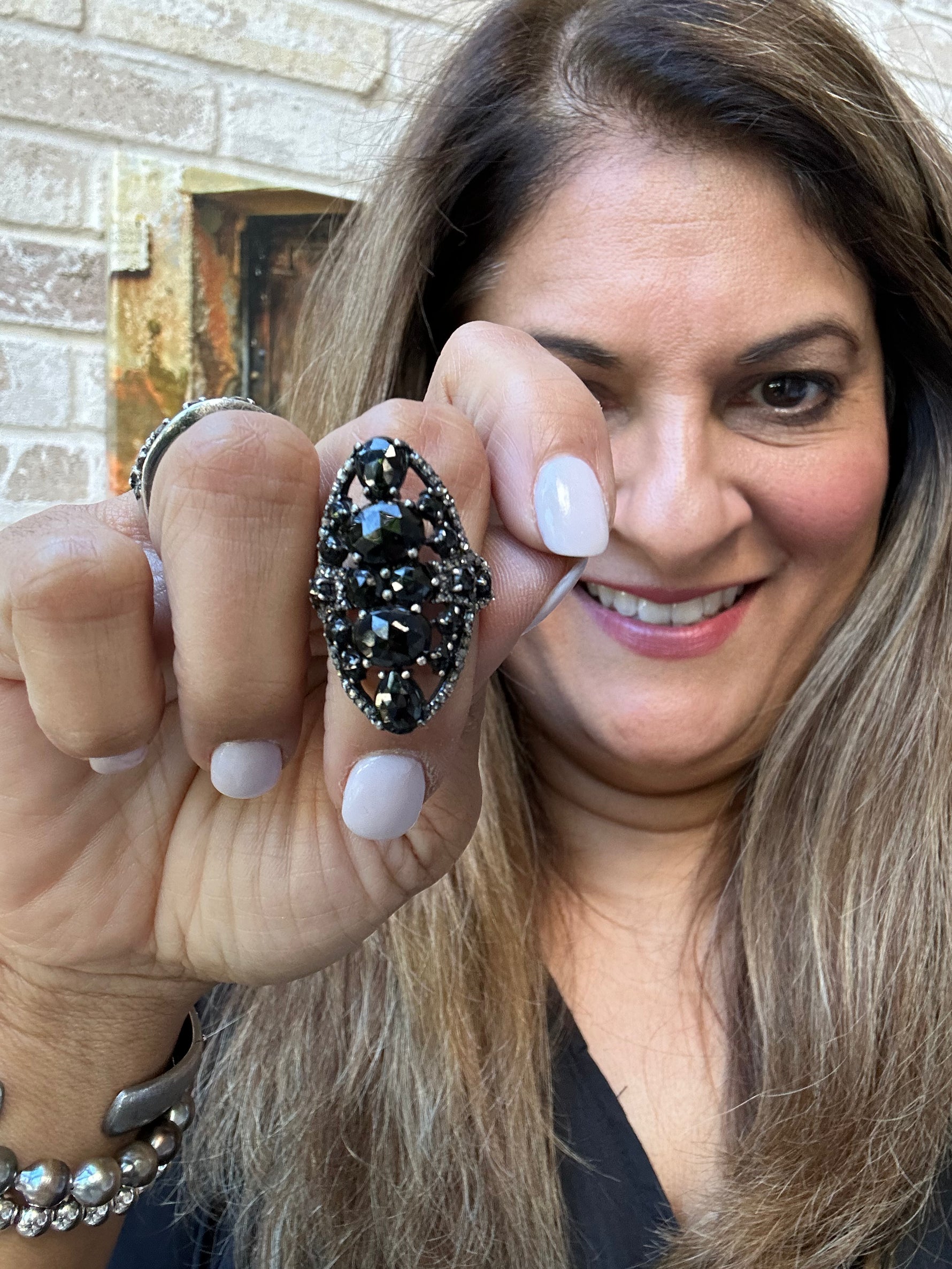 Black Black Spinel Ring - 4 Stone | Ulka Rocks