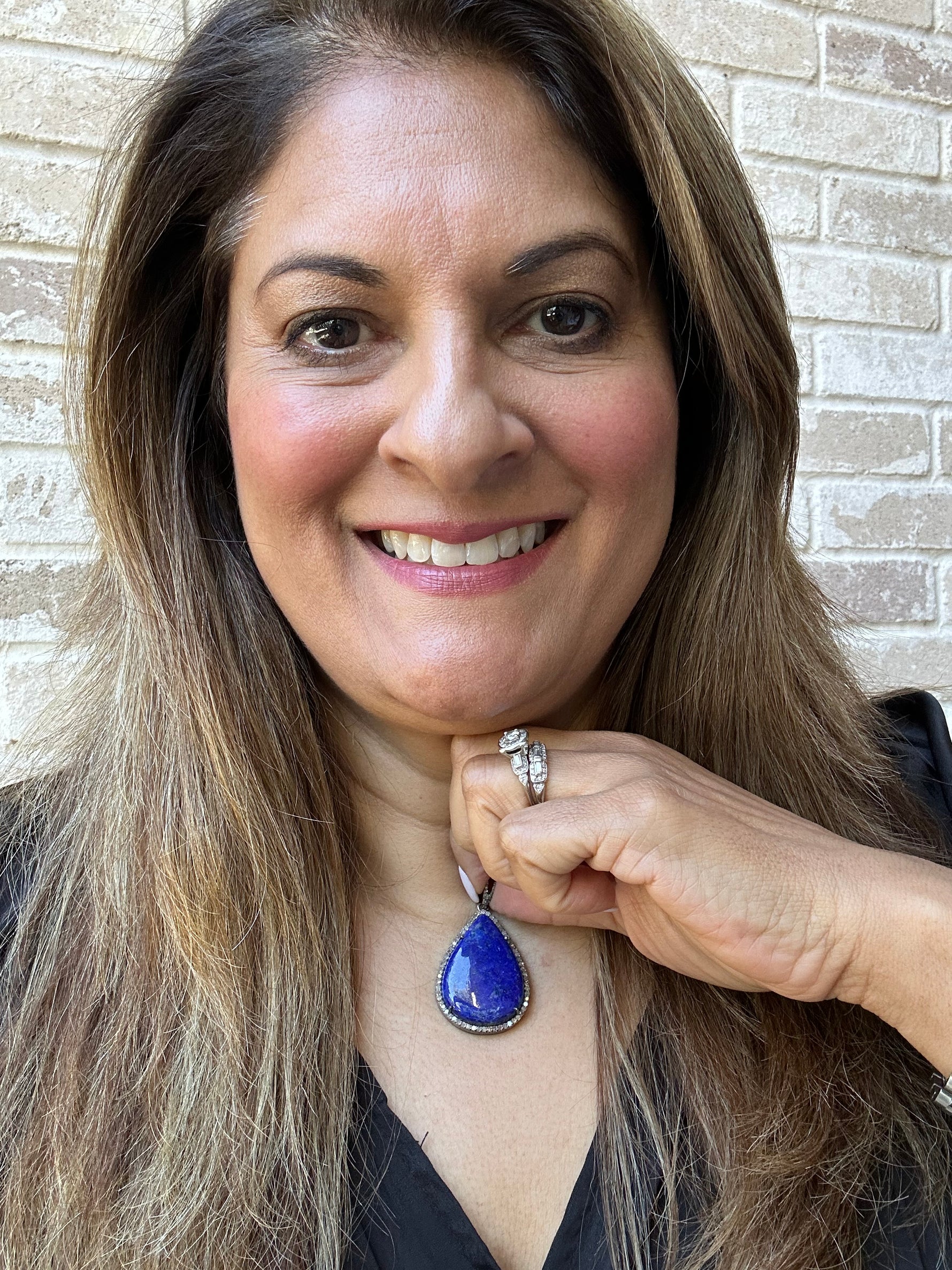 Lapis Silver Diamond Pendant | Ulka Rocks