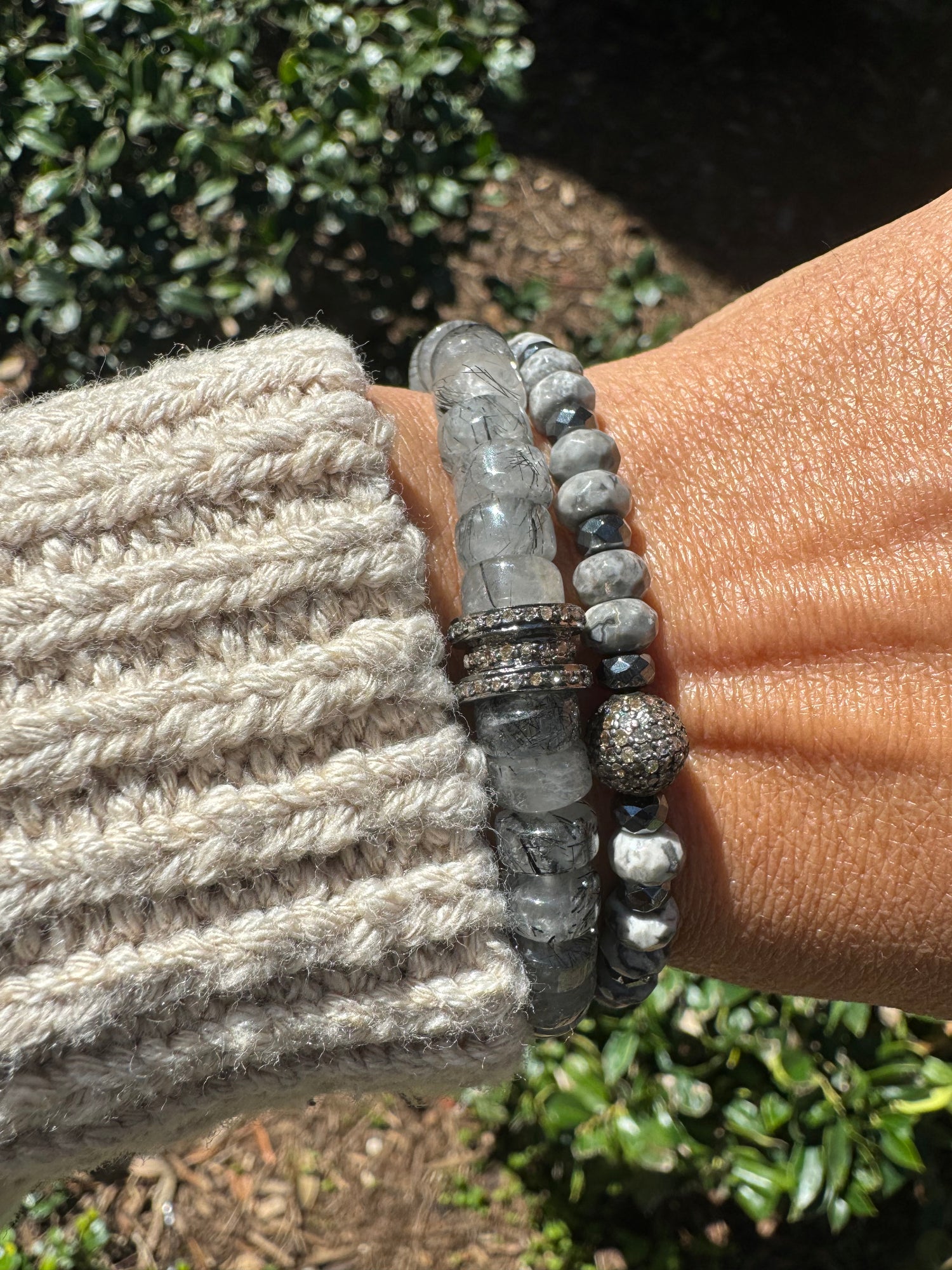 Black and White Diamond Accent Bracelet | Ulka Rocks