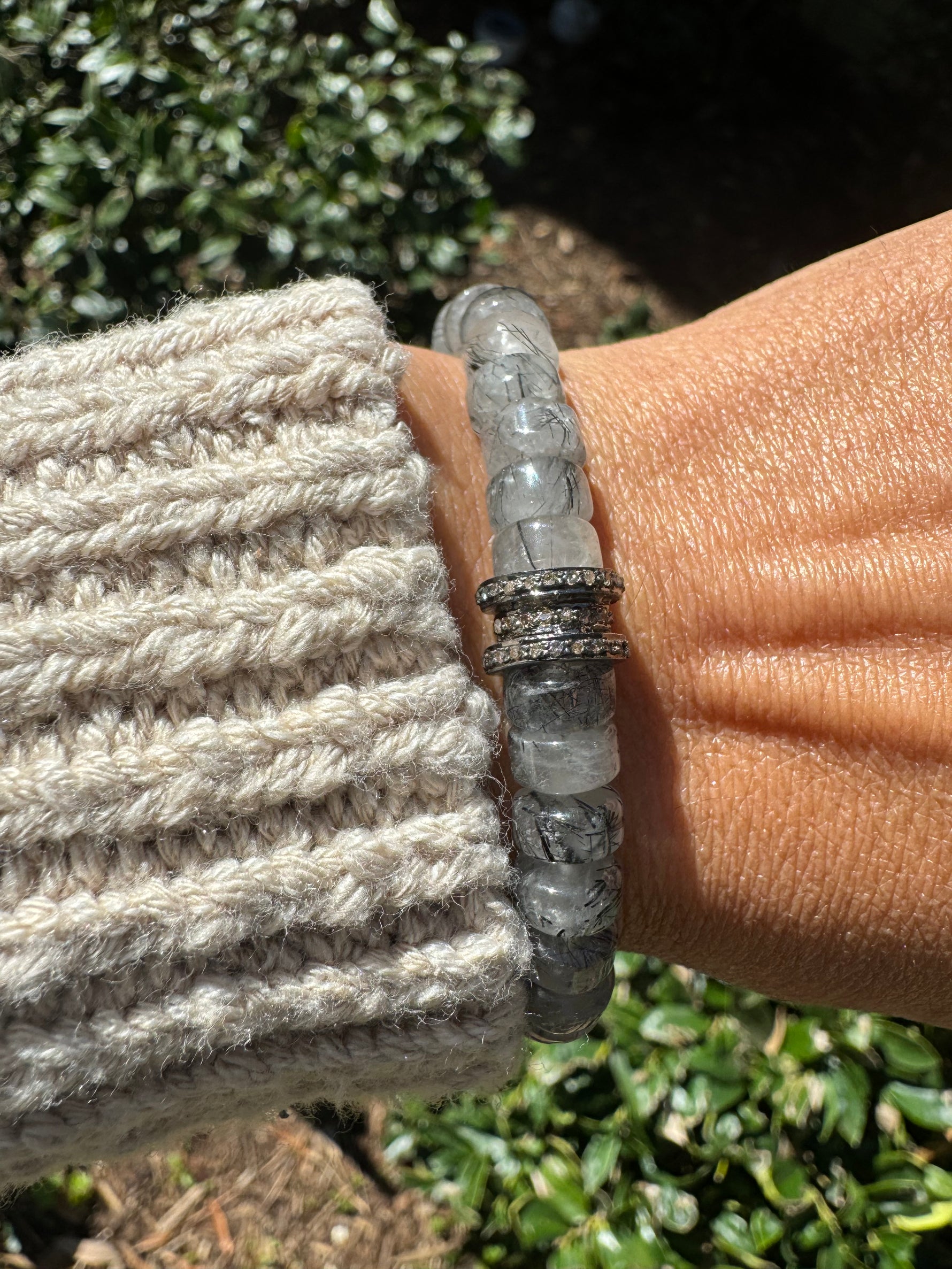 Black and White Diamond Accent Bracelet | Ulka Rocks