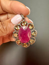 Pink Burmese Ruby Citrine Diamond Pendant