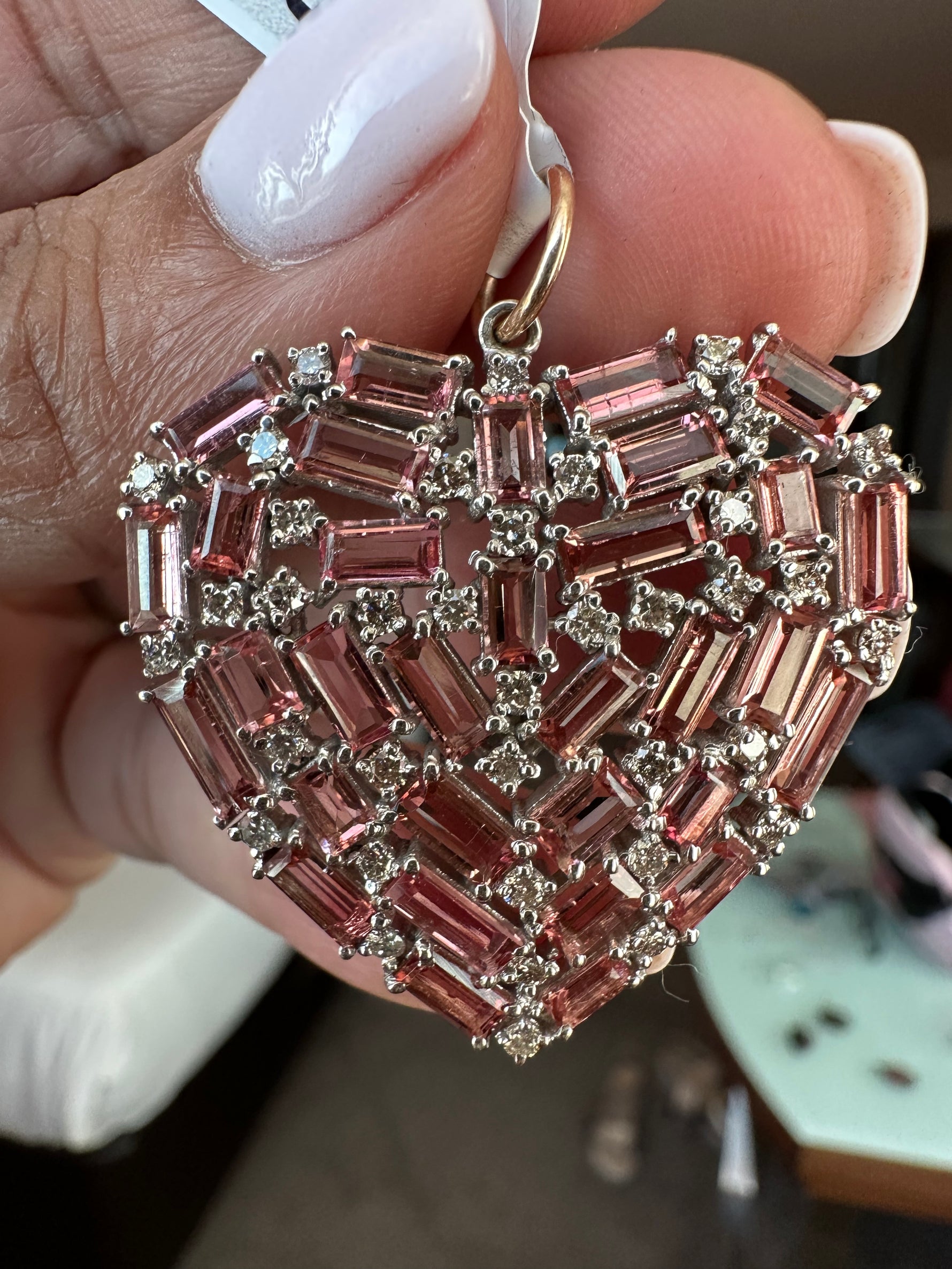 Watermelon Pink Tourmaline Diamond Heart | Ulka Rocks
