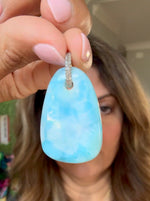Rock Royalty: Larimar Pendant with 14K Gold Diamond Bail | Ulka Rocks