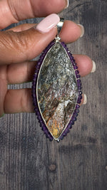 Raw Labradorite and Purple Amethyst Sterling Silver Pendants | Ulka Rocks