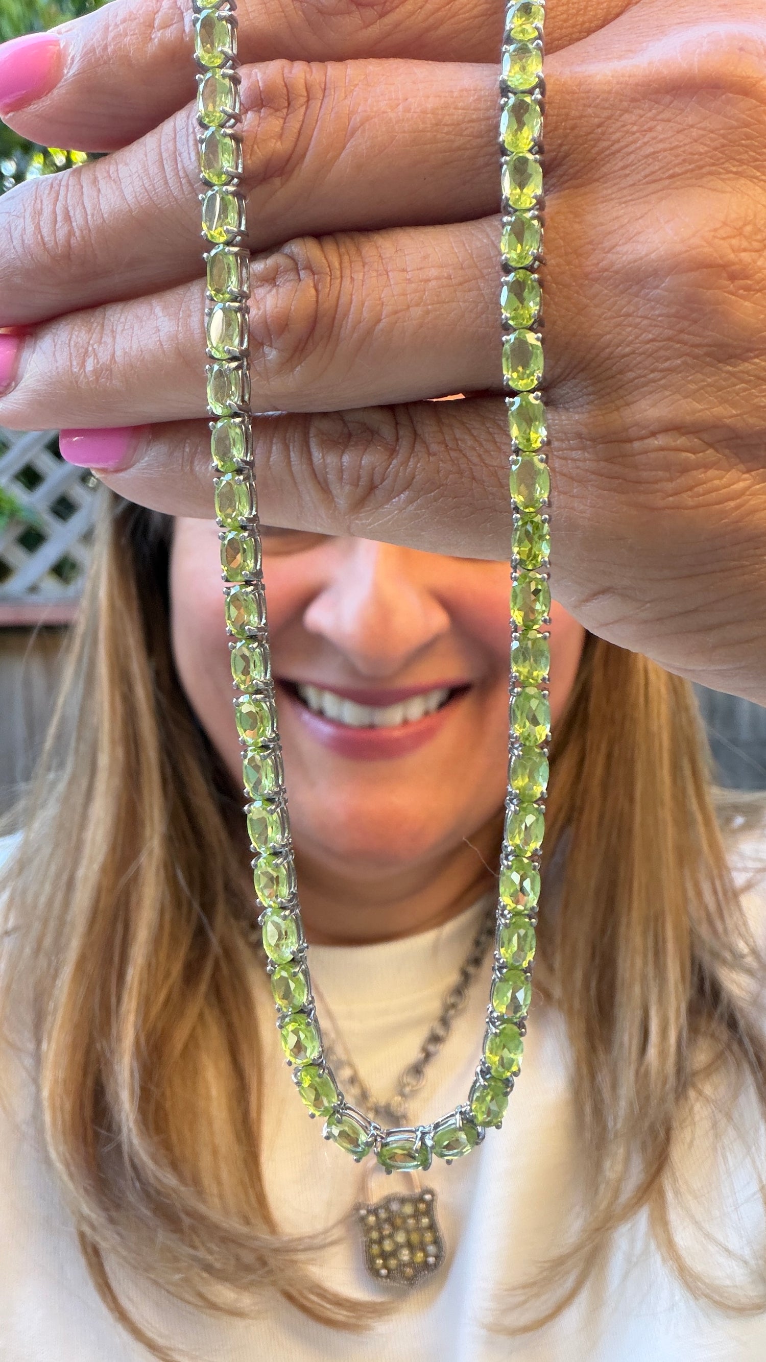 Sterling Silver Necklace With Peridot 16 inches