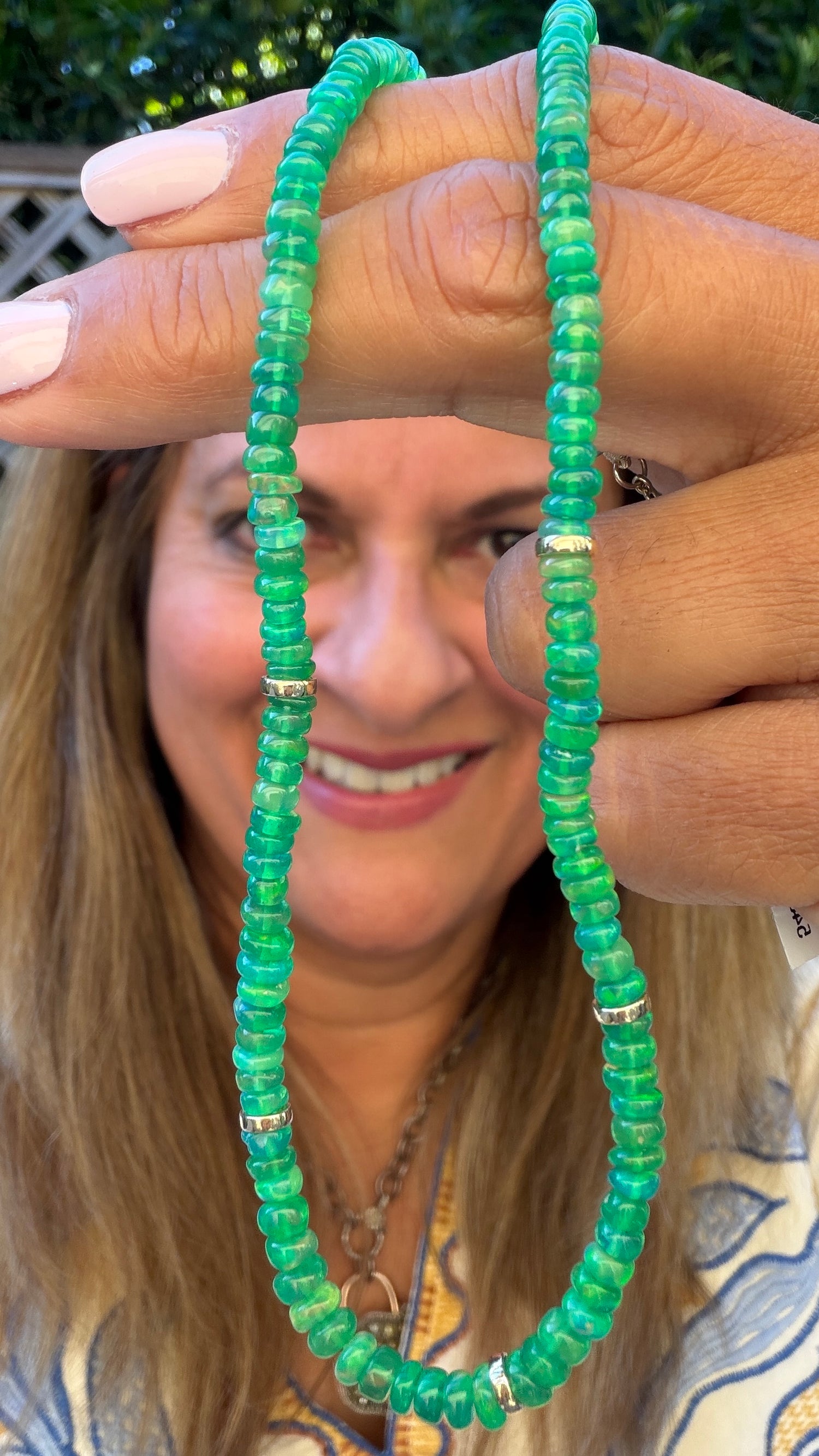 14k Yellow Gold Necklace With Ethiopian Opal 15 - 17 inches