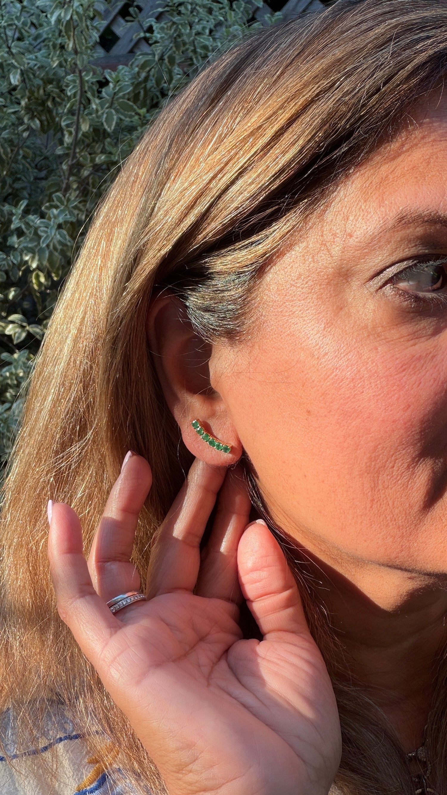 14k Yellow Gold Earrings With Emerald