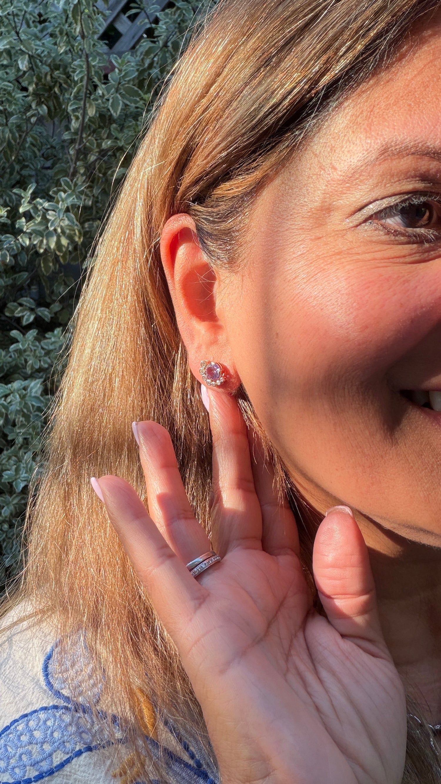 14k Yellow Gold Earrings With Amethyst