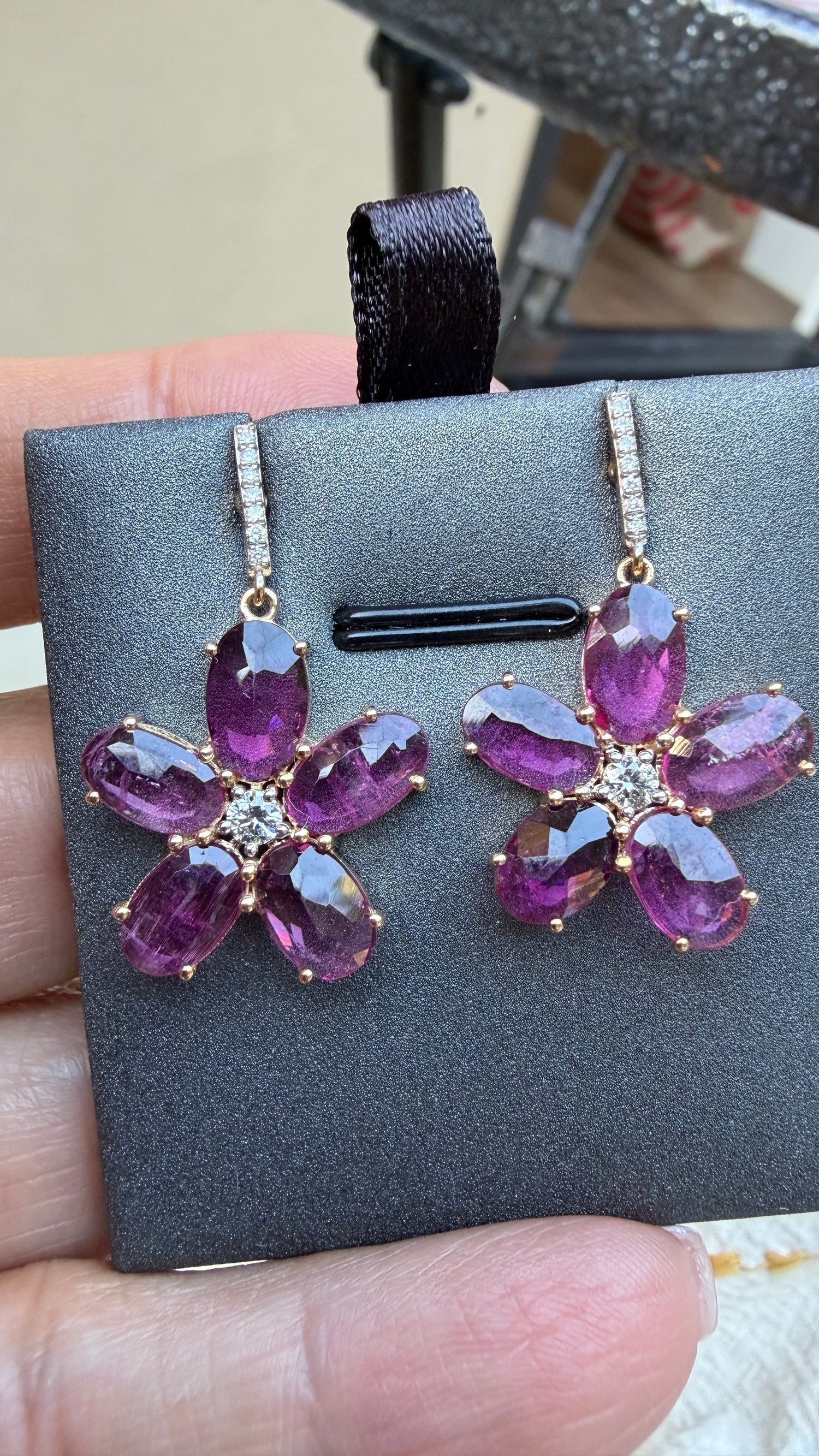 14k Yellow Gold Earrings With Tourmaline