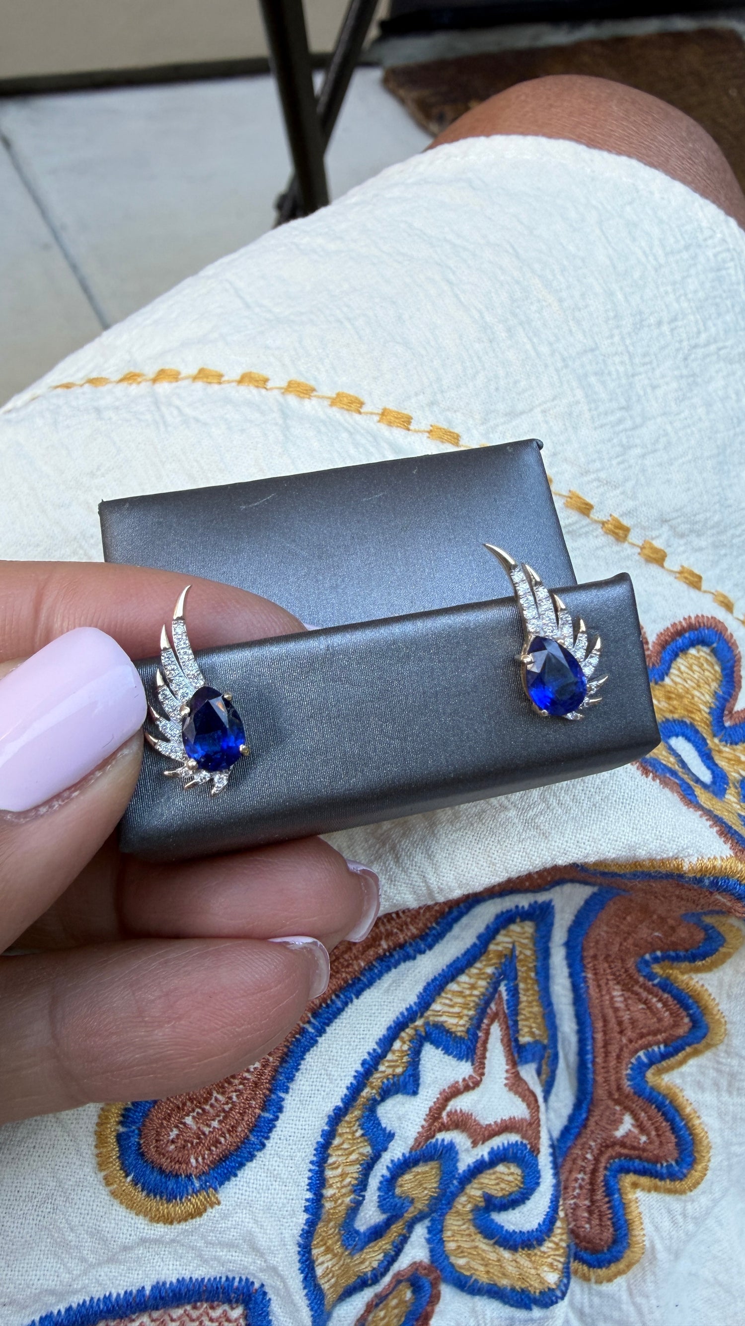 14k Yellow Gold Earrings With Kyanite