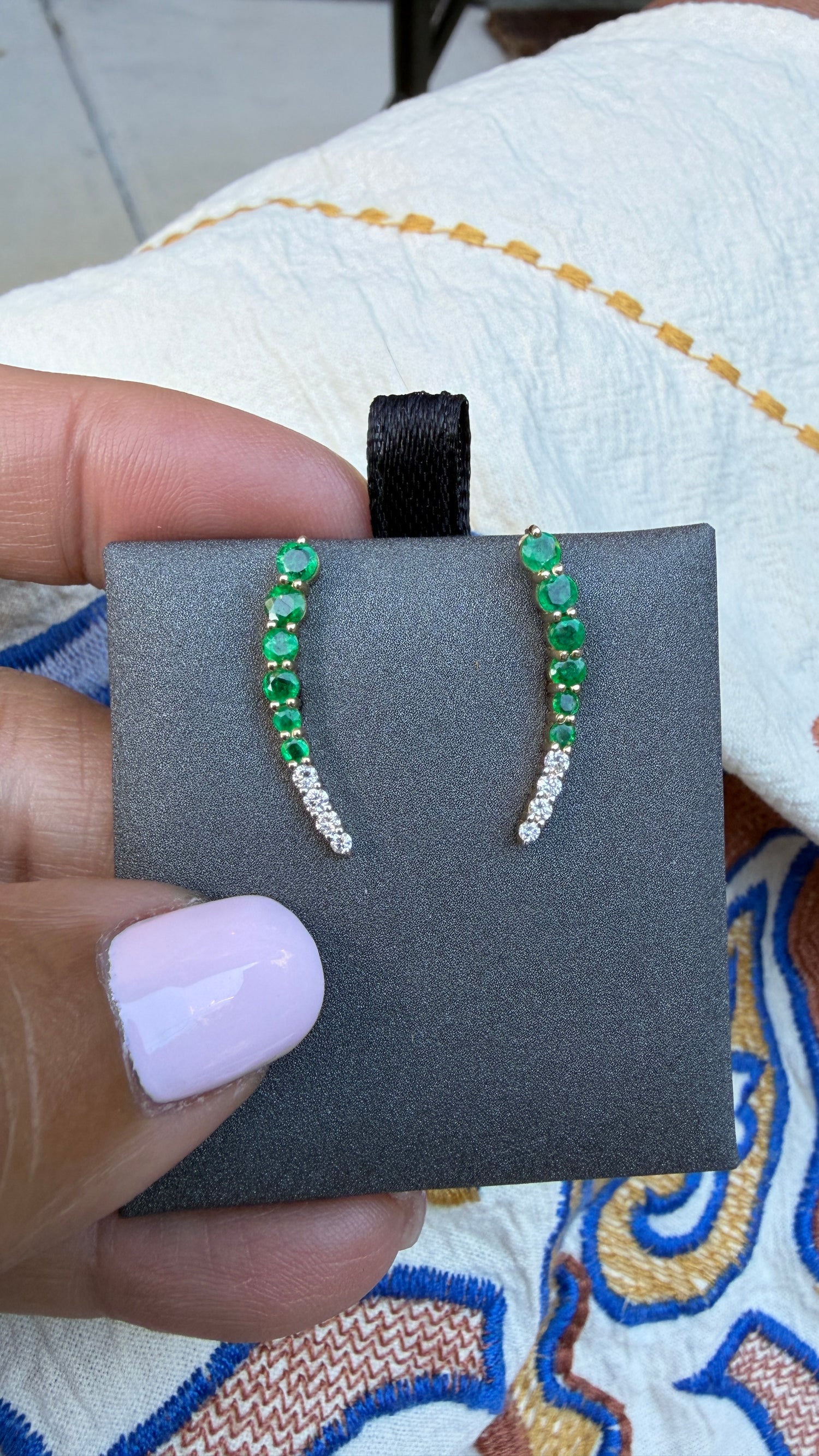 14k Yellow Gold Earrings With Emerald