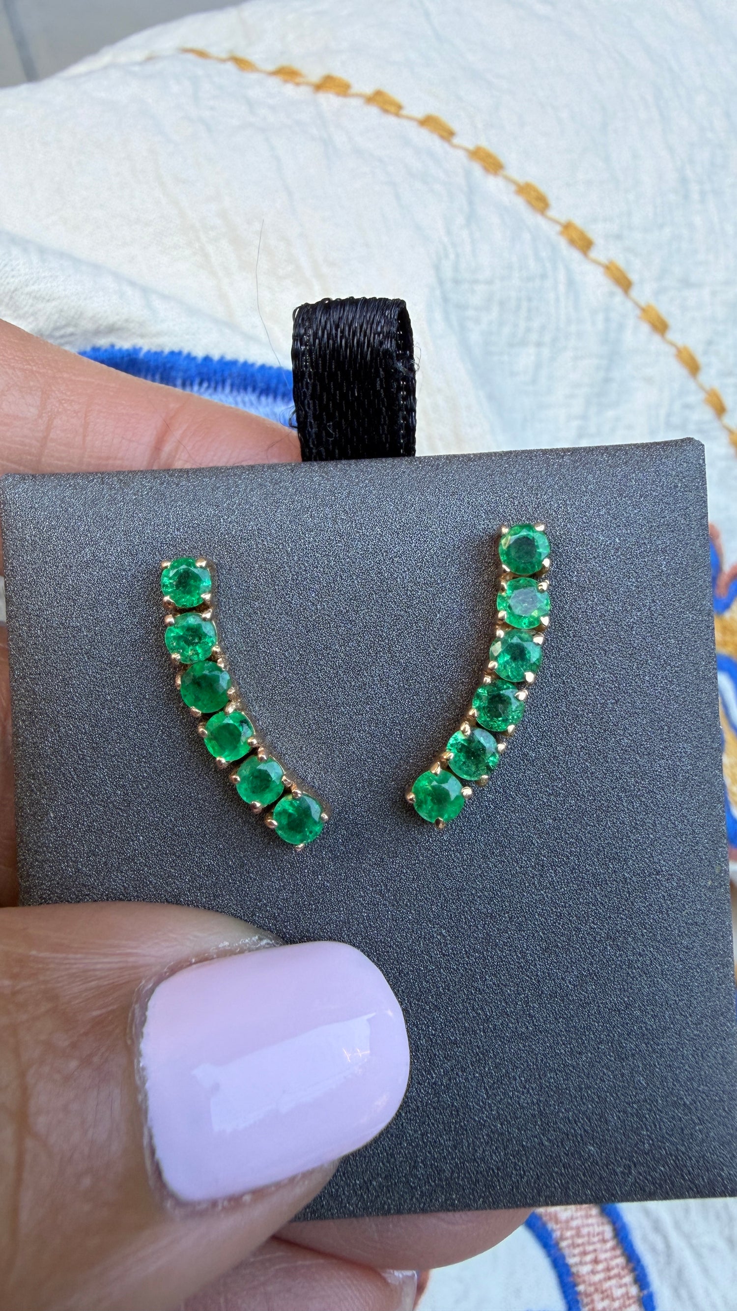 14k Yellow Gold Earrings With Emerald