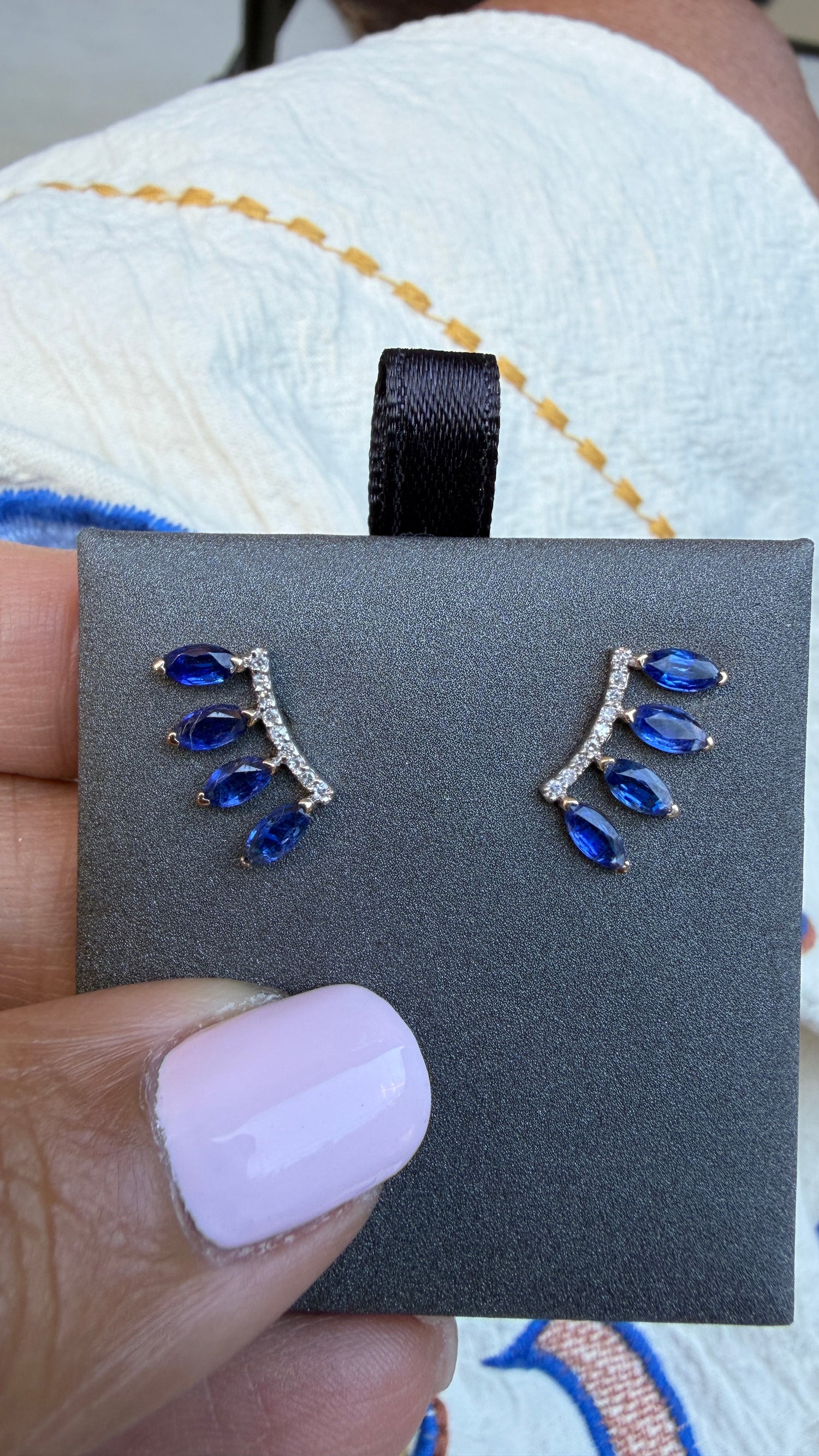 14k Yellow Gold Earrings With Kyanite