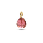 Pink tourmaline cabochon drop pendant in 14K gold | Ulka Rocks