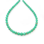 Graduated chrysoprase bead necklace with pavé rondelle accents in 14K gold