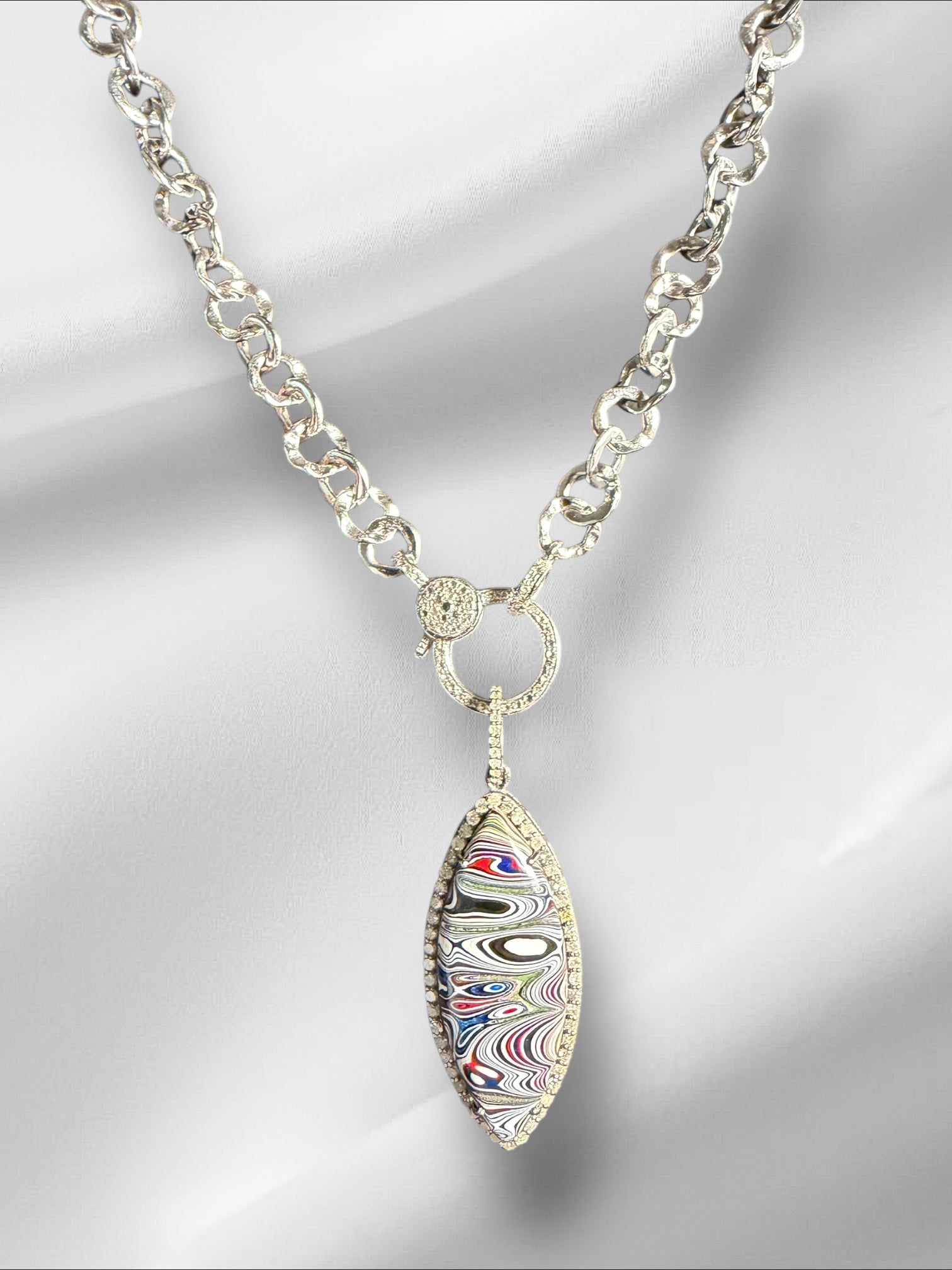 Limited Edition Gray Fordite Diamond Pendant | Ulka Rocks