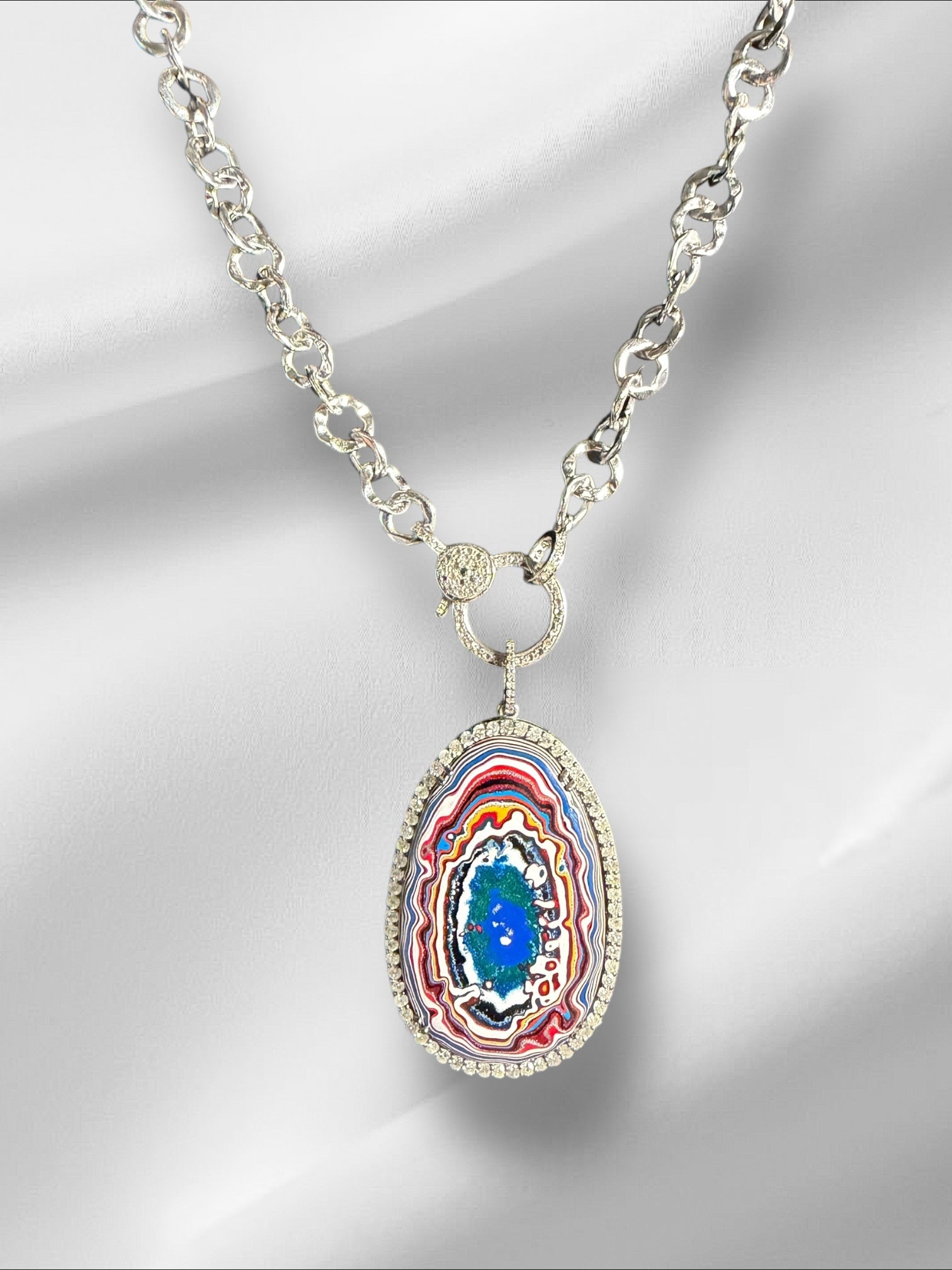 Limited Edition Red Fordite Diamond Pendant | Ulka Rocks