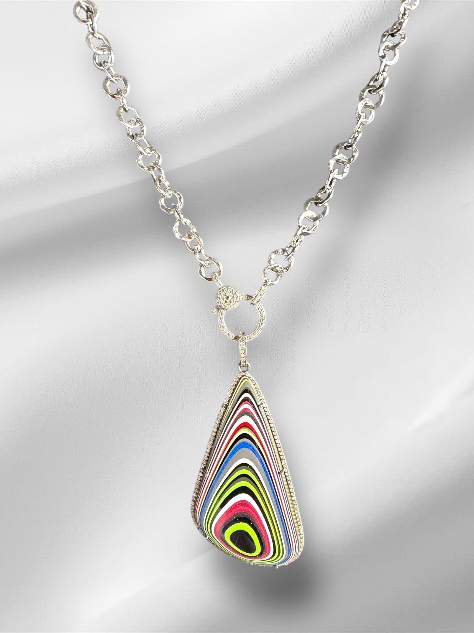Limited Edition Gray Fordite Diamond Pendant | Ulka Rocks