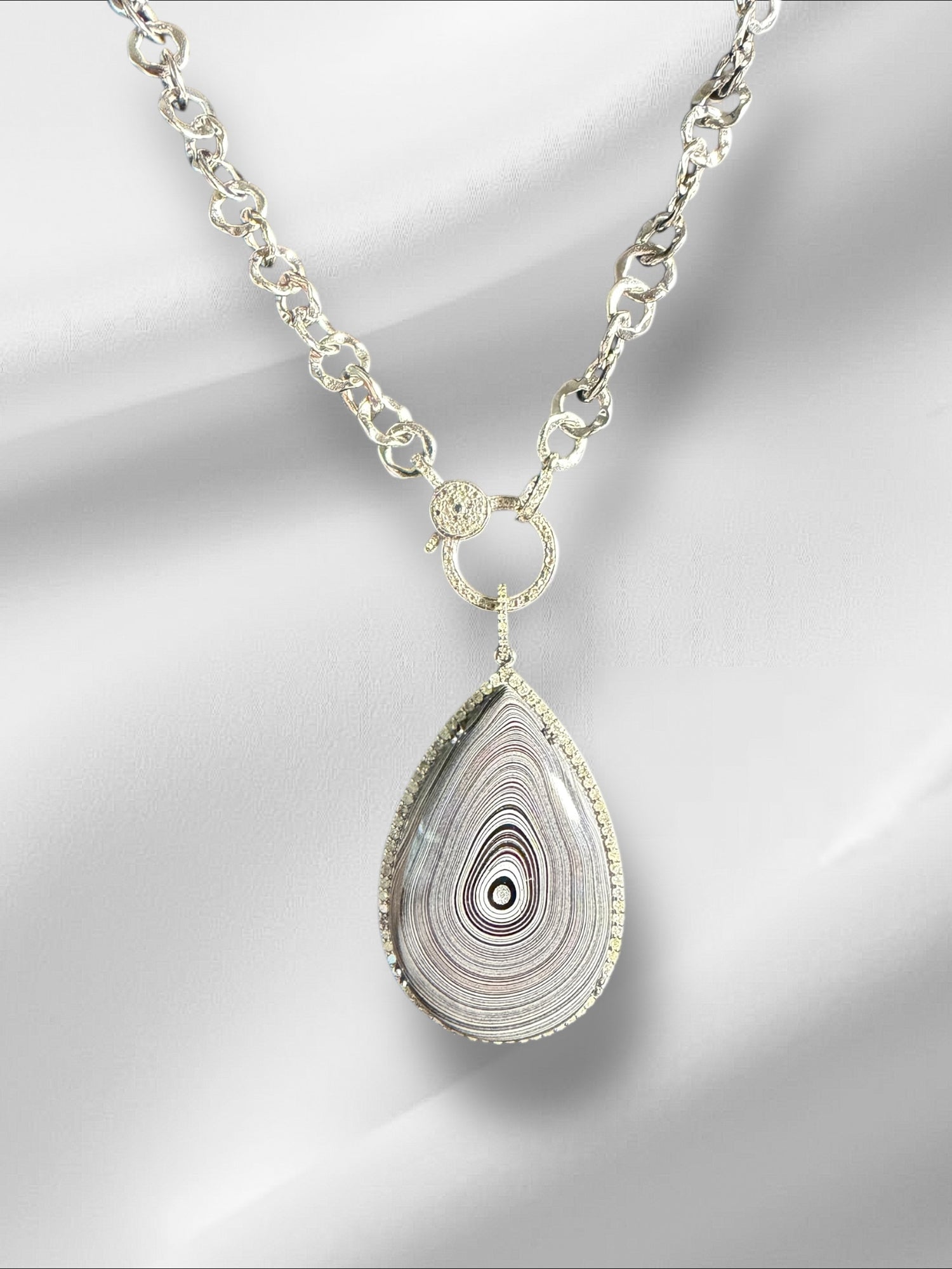 Limited Edition Gray Fordite Diamond Pendant | Ulka Rocks