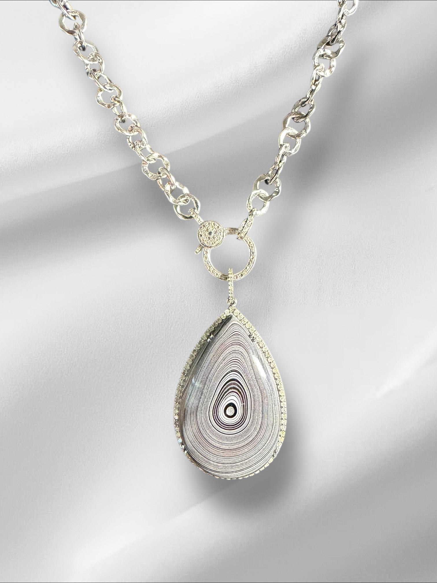 Limited Edition Gray Fordite Diamond Pendant | Ulka Rocks