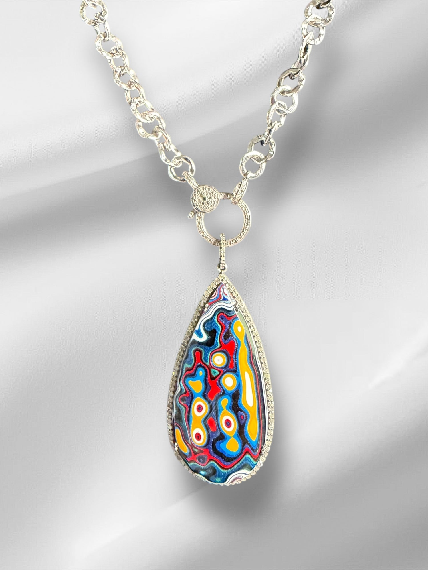 Limited Edition Red Fordite Diamond Pendant | Ulka Rocks