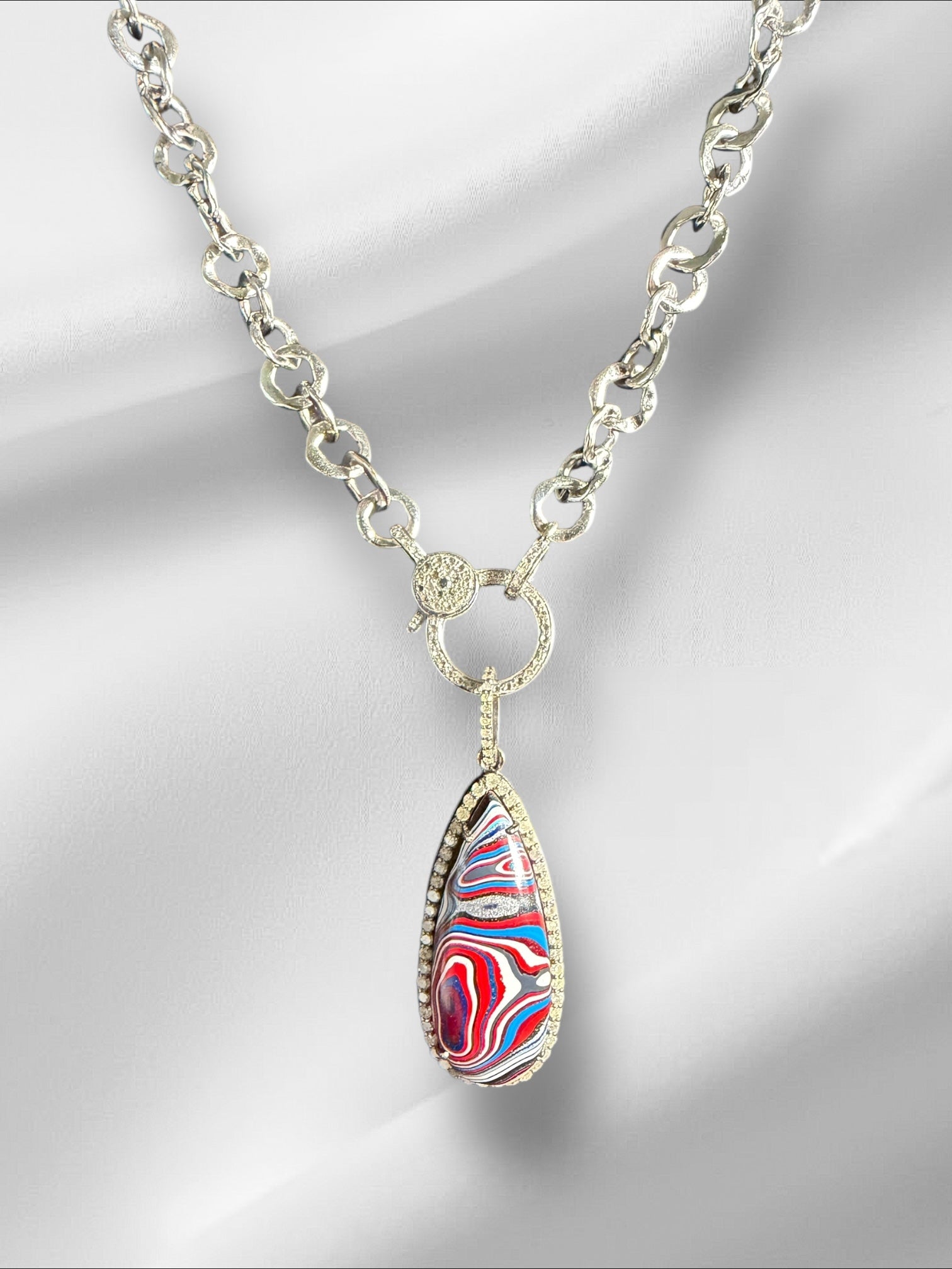 Limited Edition Red Fordite Diamond Pendant | Ulka Rocks