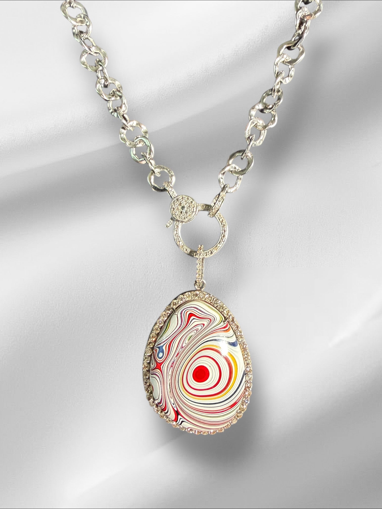 Limited Edition Red Fordite Diamond Pendant | Ulka Rocks