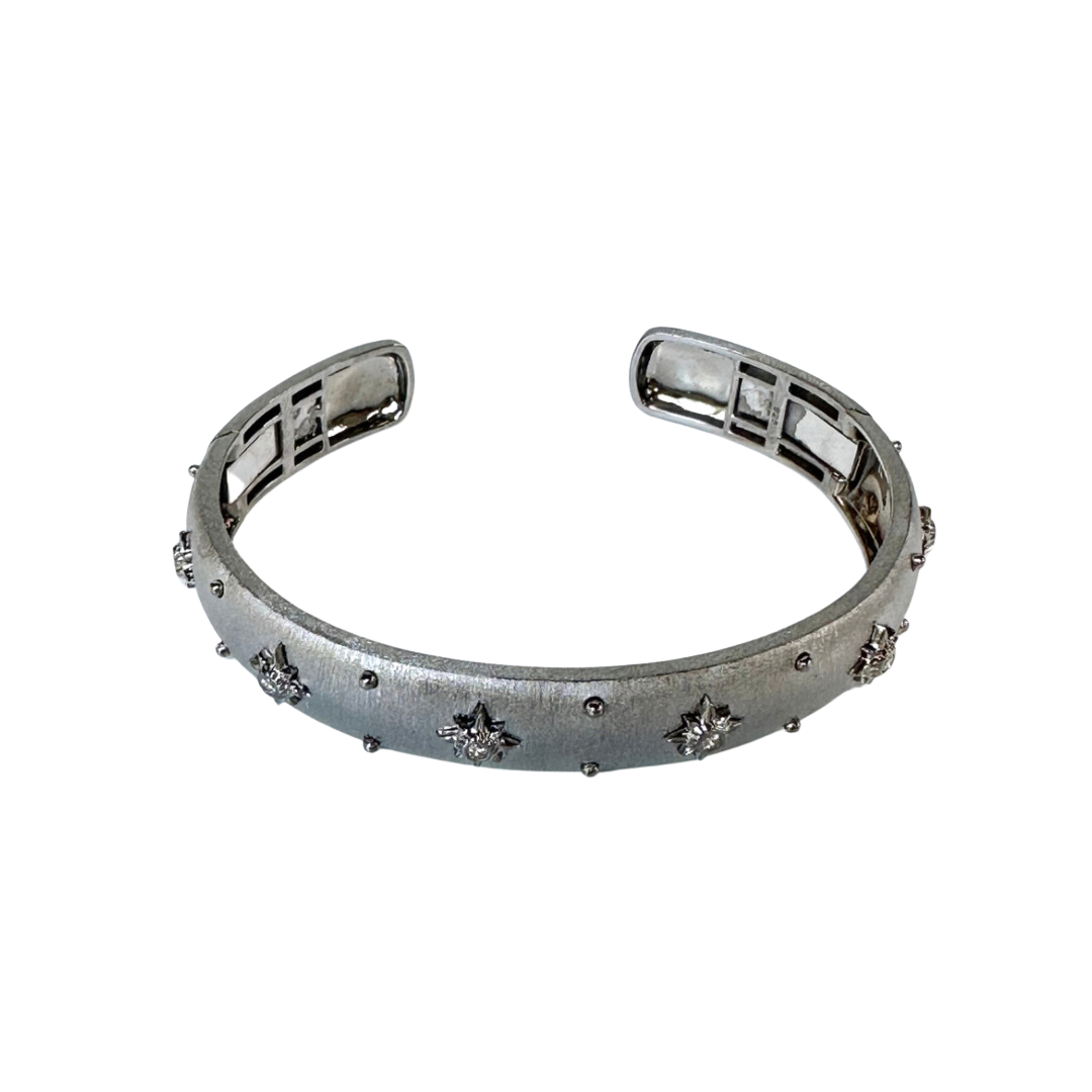 Savoy Sterling Silver Starburst Diamond Cuff | Ulka Rocks