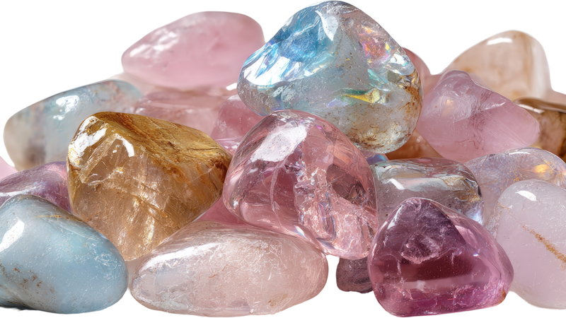 Pink gemstone closeup on white background