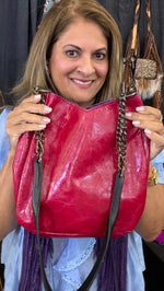 Heritage Brand Lyrik bag No. 1034, red leather back with chain strap